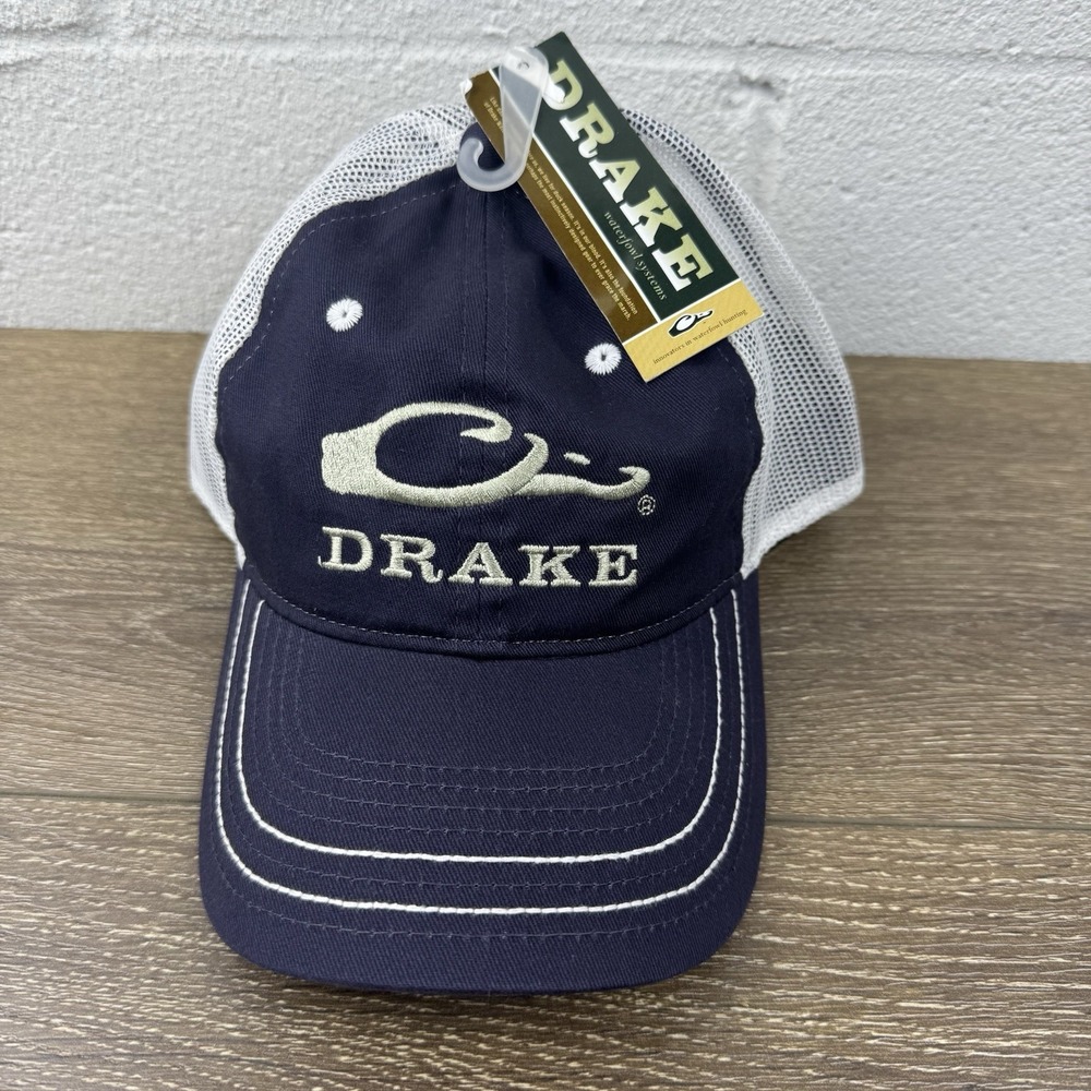 Drake Waterfowl Men's‎ Trucker Hat Mesh Adjustable Navy Blue New DH4075-NVY